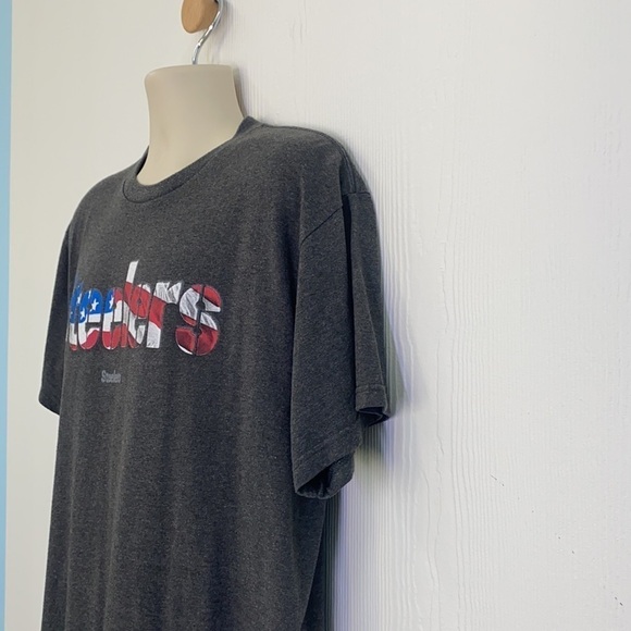 NFL Team Apparel - Steelers American Flag Lettering Gray Shirt Size Large - Picture 5 of 9